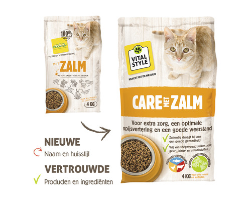Droog kattenvoer met zalm in een verpakking van 4 kilogram