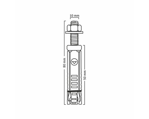 Tekening van een plug met een lengte van 80 millimeter en een diameter van 10 millimeter.