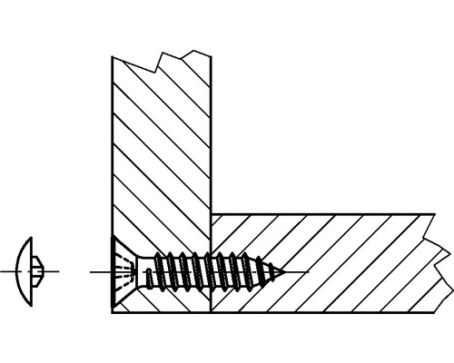 Illustratie van een houtschroef die twee stukken hout met elkaar verbindt