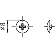Technische tekening verzonken schroef met een diameter van 8 millimeter