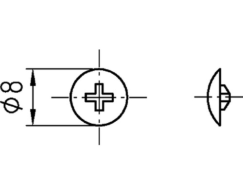 Technische tekening verzonken schroef met een diameter van 8 millimeter