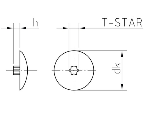 Technische tekening van een T-Star schroef met afmetingen