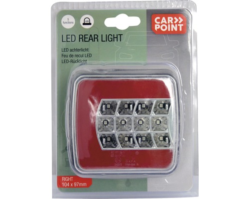 Led-achterlicht in blisterverpakking met 5 functies, 104 x 97 millimeter