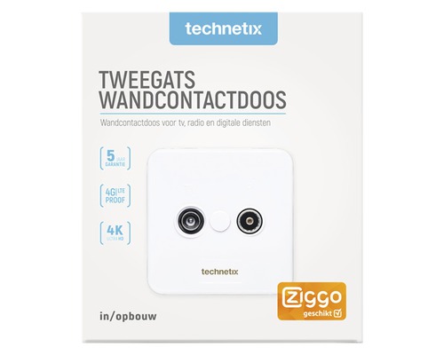 Technetix dubbele wandcontactdoos voor televisie, radio en digitale diensten
