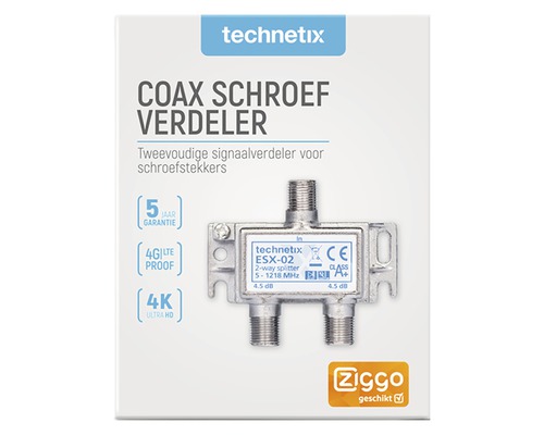 Technetix coax schroefverdeler in verpakking