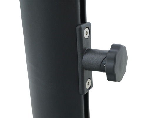 Detailweergave van een schroef op een zwart onderdeel