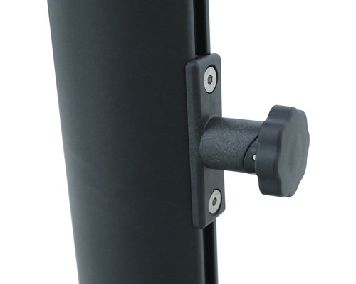 Detailweergave van een bevestiging met schroeven en draaiknop