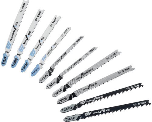 Diverse decoupeerzaagbladen van Bosch voor hout en metaal