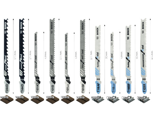 Diverse decoupeerzaagbladen voor hout en metaal van Bosch