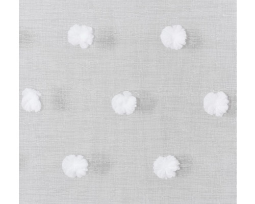 Close-up van een transparante stof met pompons