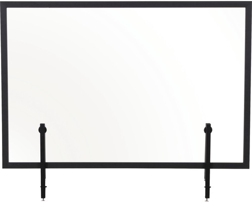 Beschermende plaat met zwart frame en standvoeten