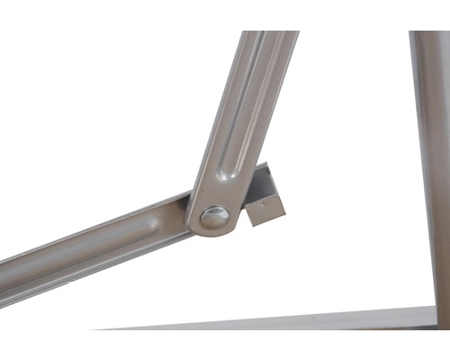 Detailopname van een metalen frame met scharnierverbinding