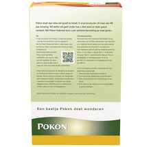 Achterkant van de Pokon Kalimest verpakking met informatie over gebruik en dosering