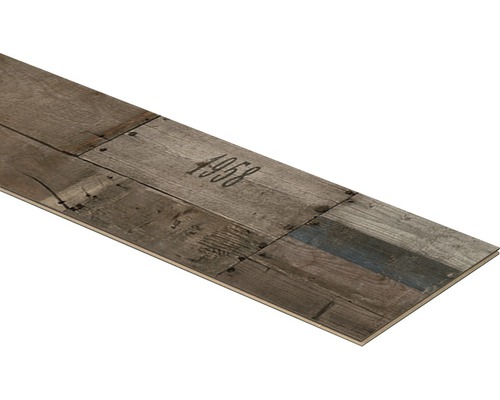 Laminaatvloer in houtlook met opschrift 1958