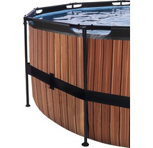 Opzetzwembad met houten bekleding en stalen frame