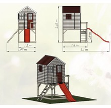 Speelhuis hout geïmpregneerd rood 197x290x242 cm