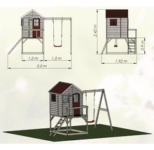 Speelhuis hout geïmpregneerd rood 350x192x242 cm