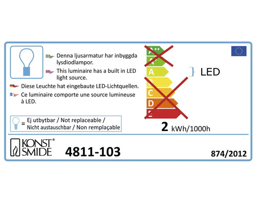 Energie-efficiëntielabel met informatie over de ingebouwde ledlichtbron en het energieverbruik