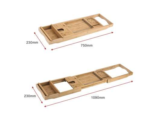 Badplank van bamboe met variabele lengte, van 750 millimeter tot 1090 millimeter