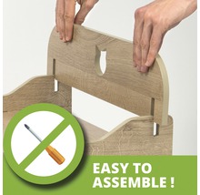 Eenvoudige montage door de houten onderdelen in elkaar te steken