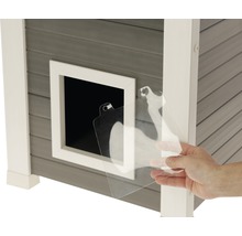Kat huis met transparante deur flap