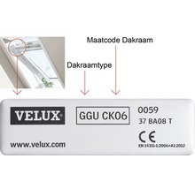 Informatie over Velux dakraamtype en maatcode