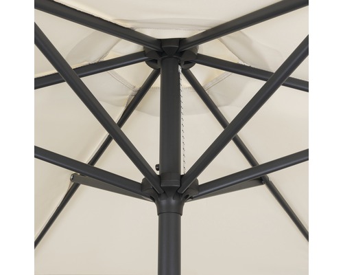 Detailaanzicht van de stutten en de mast van een parasol