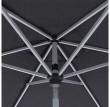 Detailopname van het frame van een parasol van onderen