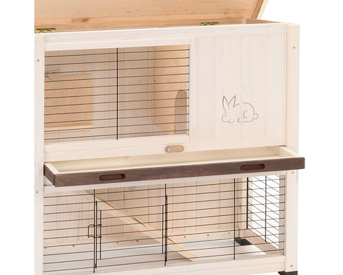 Houten hok met tralies en lade voor kleine dieren