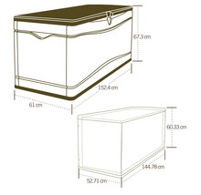 LIFETIME Opbergbox XXL kunststof grijs 150x61x68 cm, inhoud 495 L