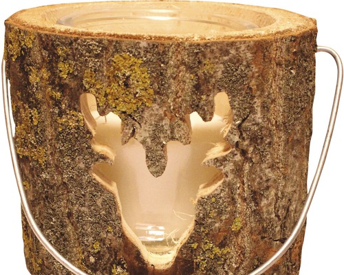 Decoratieve boomschijf met hertenmotief en draagbeugel