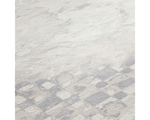 Close-up van een wit vinylbehang met steenmotief