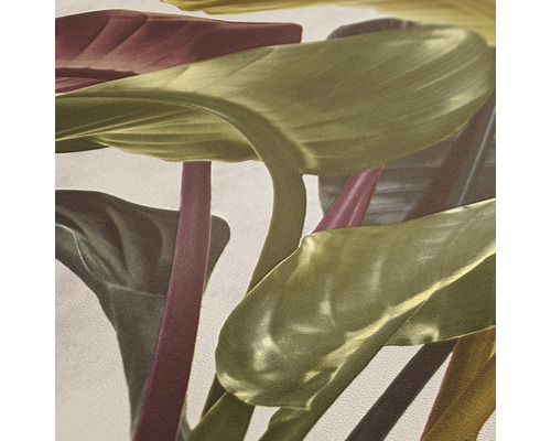 Close-up van een behang met plantenmotief