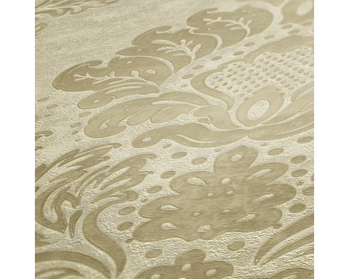 Close-up van een gestructureerd behang met bloemmotief