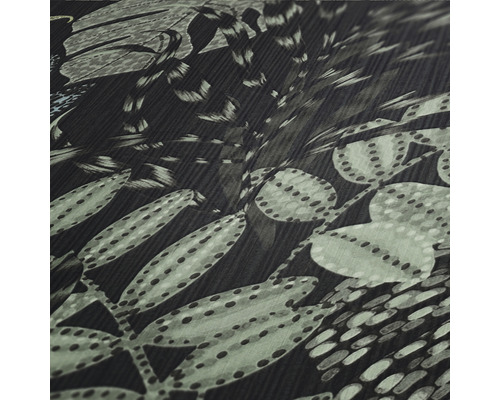 Gedetailleerd aanzicht van een donker behang met bladerprint