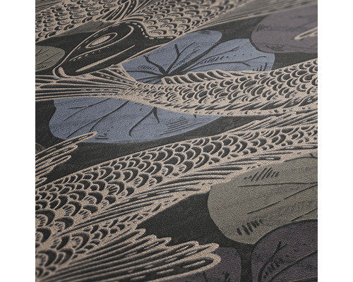 Close-up van een behang met patroon met bloemmotieven en ornamenten