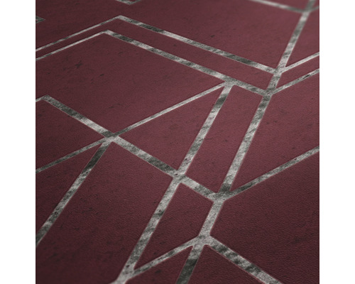 Close-up van een rood behang met geometrisch patroon