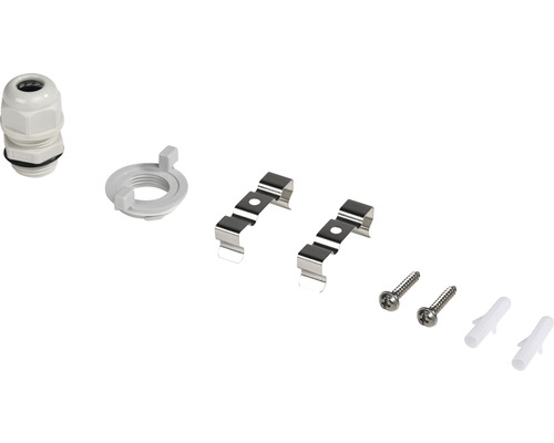 Accessoires voor lampmontage met kabelwartel, montagebeugel, schroeven en pluggen