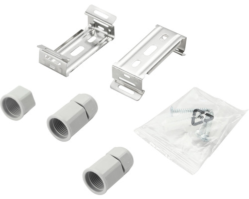 Installatiemateriaal voor sanitair, inclusief beugels, schroefverbindingen en bevestigingsmateriaal.