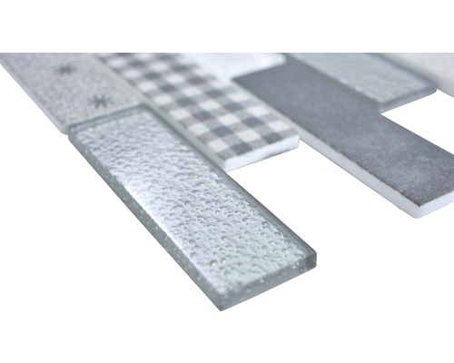 Mozaïektegel van glas en steengoed met verschillende patronen