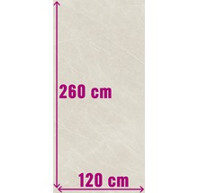 Afmetingen van de tegel: 260 cm hoogte, 120 cm breedte