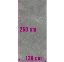 Grijze tegel met marmerlook, 260 cm lang en 120 cm breed