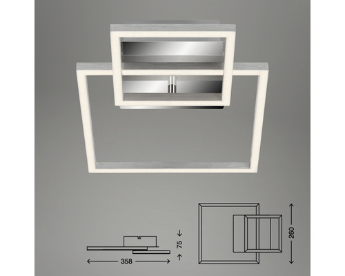 Vierkante plafondlamp met LED-verlichting en maatindicaties