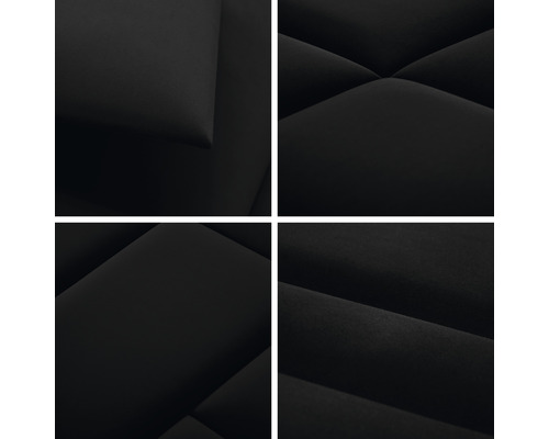 Close-up van een zwart akoestisch paneel met bekleed oppervlak voor geluidsabsorptie