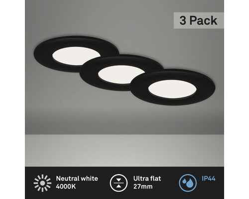 Drie ronde led inbouwspots, neutraal wit, in set