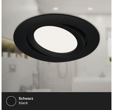 Draaibare led-inbouwspot in zwarte ronde behuizing