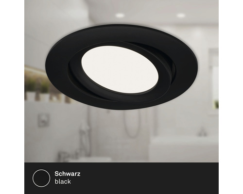 Draaibare led-inbouwspot in zwarte ronde behuizing