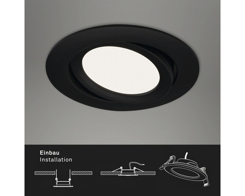 Zwarte ronde inbouwspot met LED