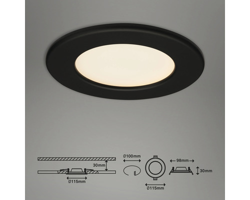 Ronde inbouwlamp met maatvoering.
