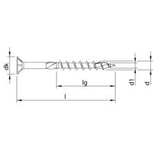 Technische tekening van een schroef met afmetingen